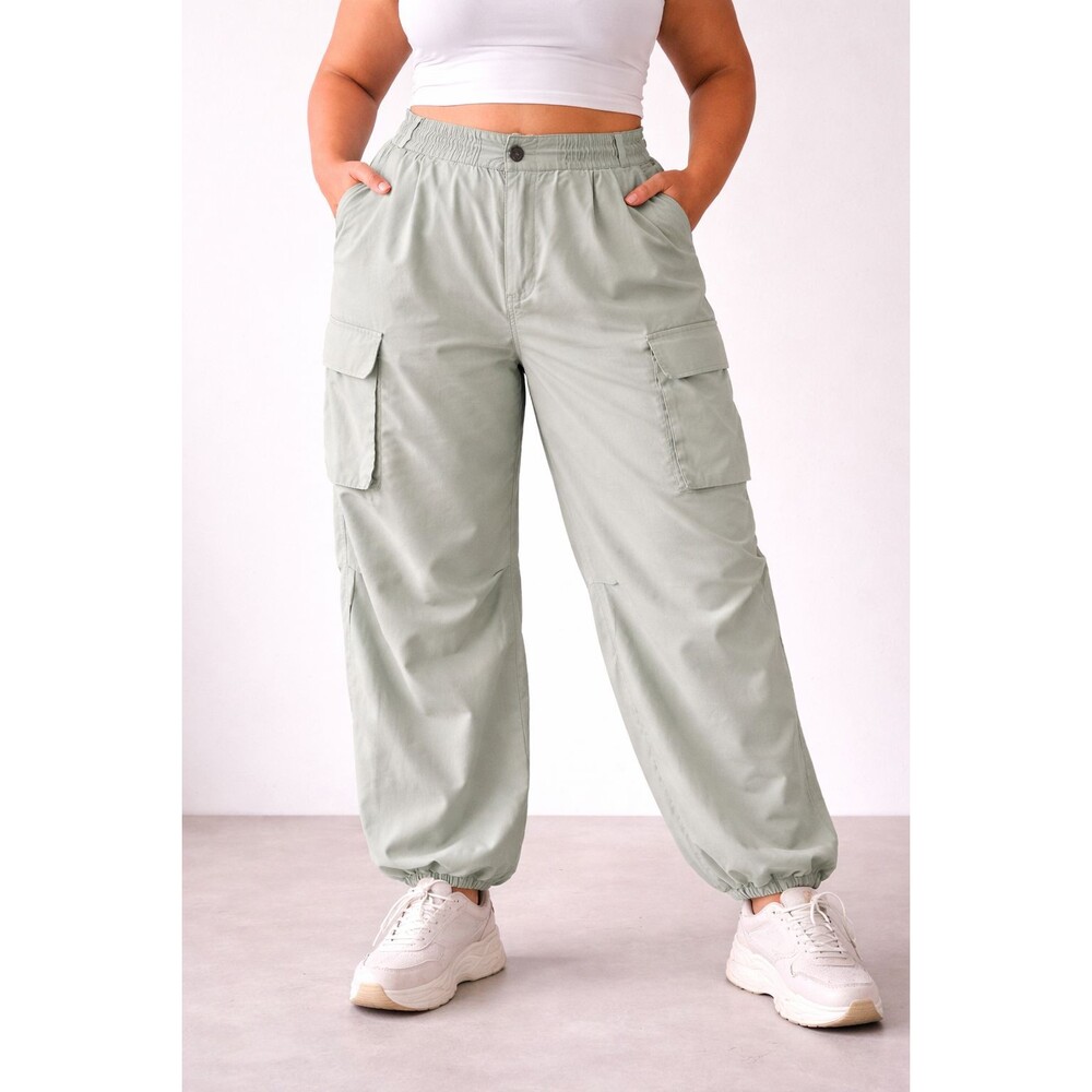 Faded Rose Sage Green Cargo Wide Legs Pants. Size XL